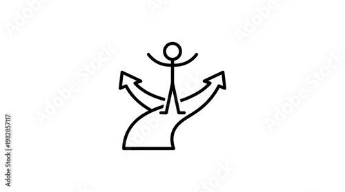Choosing a Path Stick Figure at Crossroads