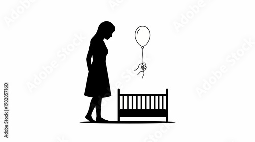 Silhouette Depicting Loss and Grief Over a Child