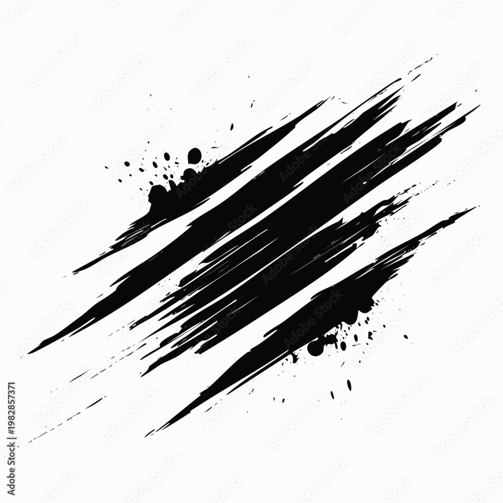 Naklejka premium Abstract black diagonal brush strokes on white background vector illustration
