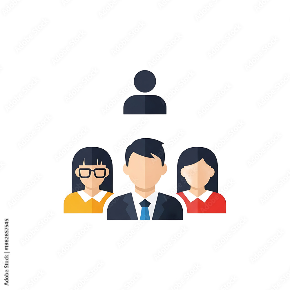 Fototapeta premium Teamwork Concept And Business Hierarchy With People Icons Vector Illustration In Flat Style