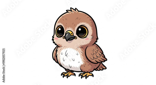 Adorable Cartoon Sparrow Bird Character.