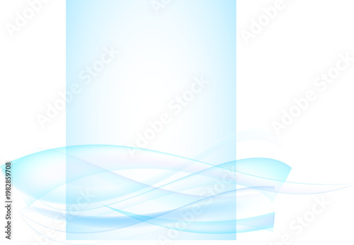 透明感のある滑らかな曲線の抽象的な青い背景、フレーム