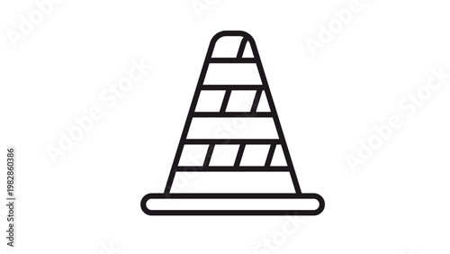 Tableau sur toile Minimalist black line art traffic cone icon vector illustration