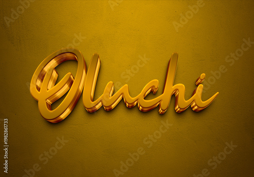 Golden 3D editable text effect of Nigerian Pidgin name Oluchi.