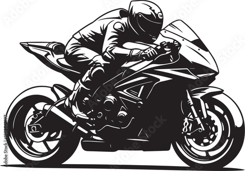 Motorcyclist Riding Fast on a Racing Bike Track
