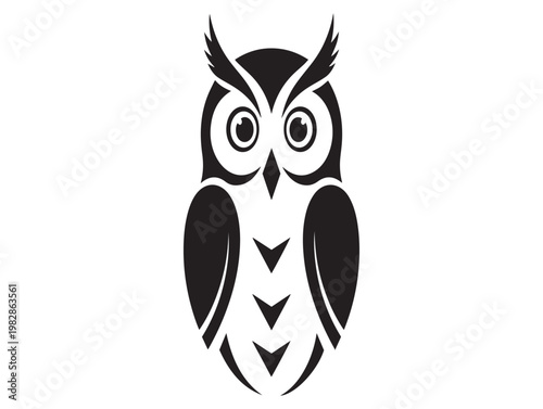 Stylized black and white owl illustration a symbol of wisdom and nocturnal mystery