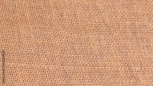 Macro View of Natural Linen Burlap Textile with Fibrous Texture. 