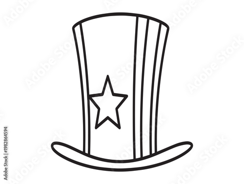Simple line drawing of a classic uncle sam top hat with a star emblem