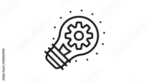 Foto Innovation and engineering concept vector icon featuring a light bulb with a gear inside