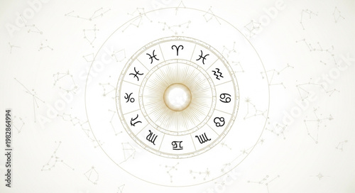 Astrology Zodiac Wheel Celestial Symbols Horoscope.