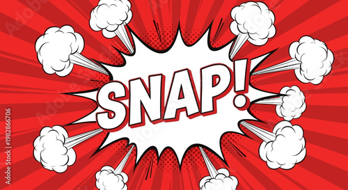 Comic book illustration of a loud SNAP effect with explosion