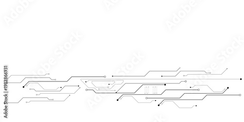Abstract circuit board lines and dots on a white background with transparent background
