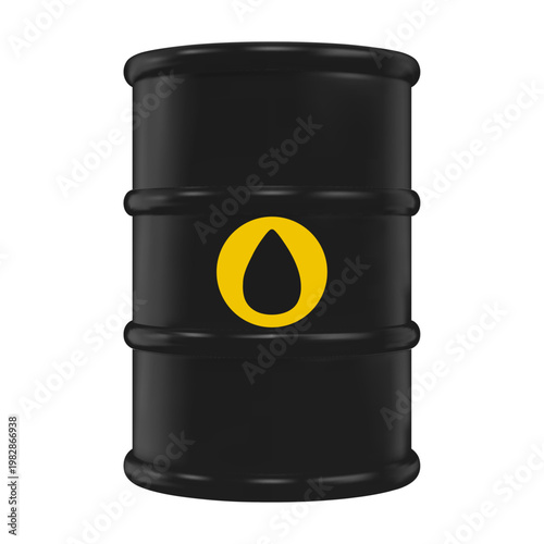 3d black barrel oil, fuel. Stock vector illustration on isolated background.