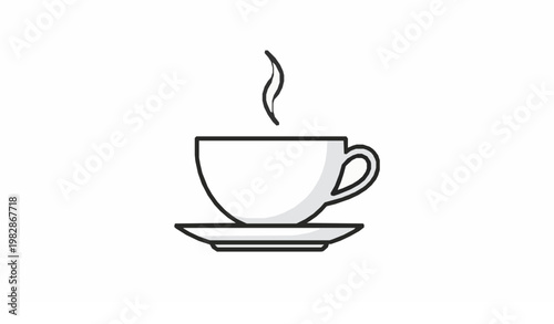 Tea cup icon vector with saucer simple hot drink symbol clean web design illustration
