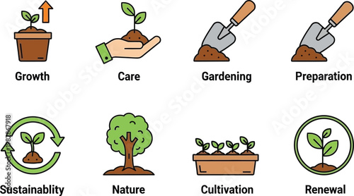 Illustrating the stages of plant life and gardening practices from seed to maturity showing growth and sustainability high quality professional detailed