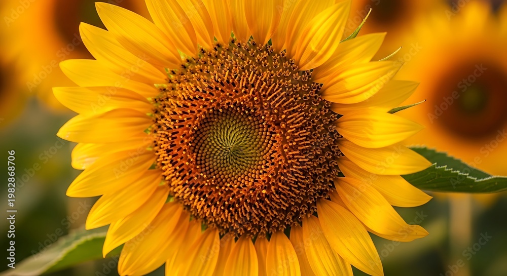 Obraz premium Beautiful vibrant sunflower blooming in the garden.
