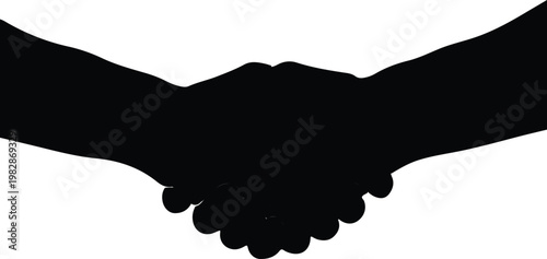 Black silhouette of hands holding, handshake concept