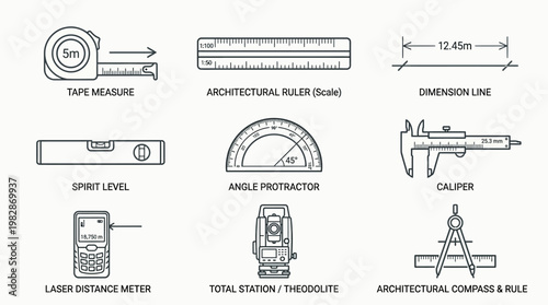 Architectural Drawing Tools Set.