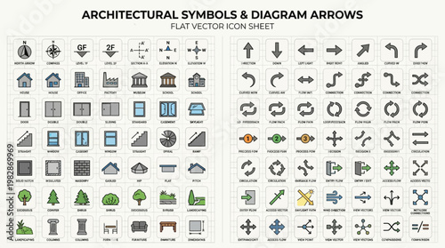 Architectural Symbols Flat Icons.