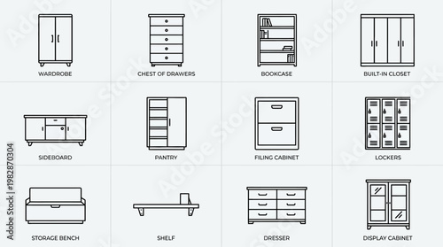 Various Furniture Line Drawings.