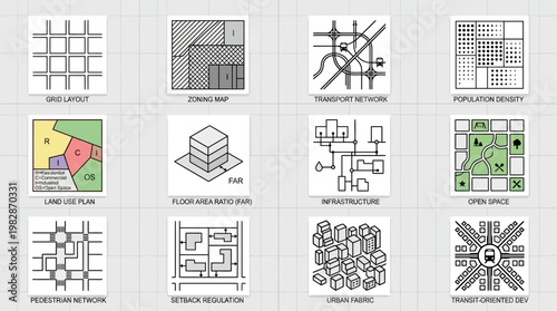 Various grid patterns and shapes.