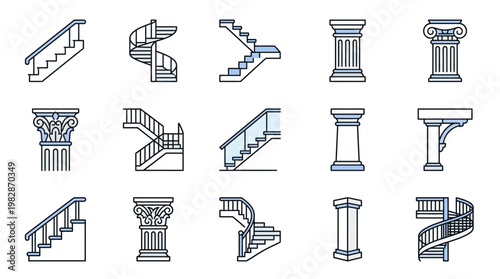 Various Staircase and Column Designs.