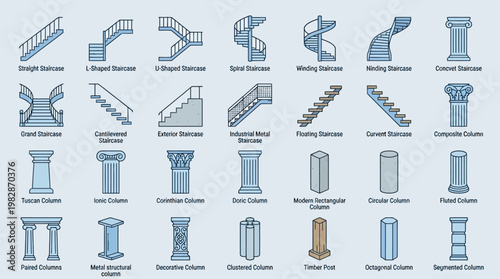 Various types of staircases designs.