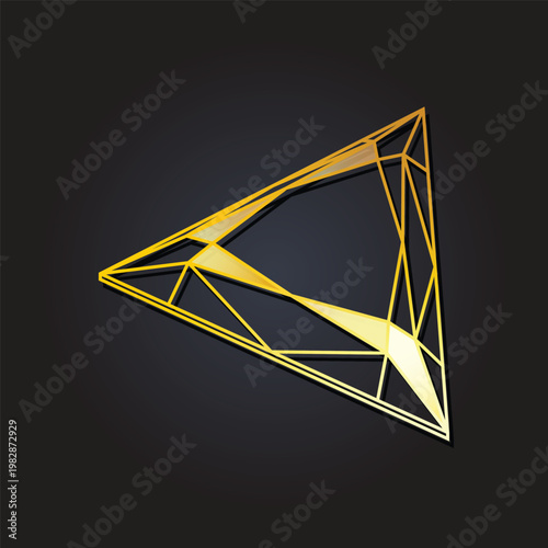 Luxury Vivid Yellow Trillion Cut Diamond Elegant Triangle Gemstone Vector on Black Background