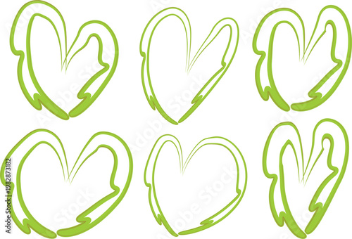 green color unique abstract design creative hearts set