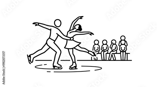 Figure Skating Couple Performing Before Audience