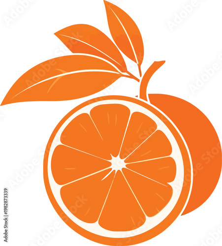 Orange fruit illustration with leaves