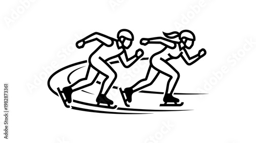 Speed Skaters Racing on Ice Rink