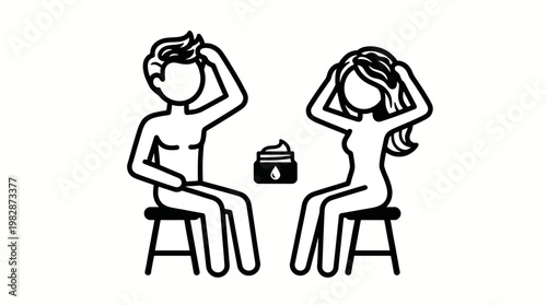 People Applying Hair Product Stick Figure Outline