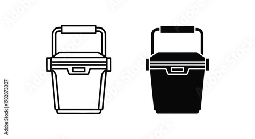 Two cooler outlines one white and one black depicted in a simple silhouette