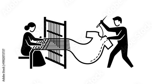 Craftspeople Weaving and Sewing Together