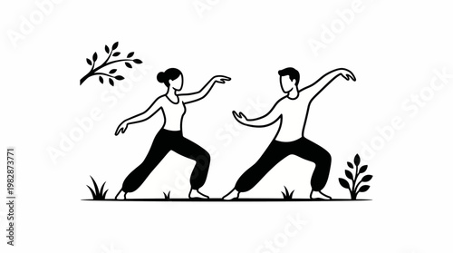People Practicing Tai Chi in Minimalistic Style