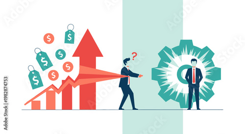 Businessman Trying to Control Rising Inflation and Increasing Prices for Economic Stability Concept