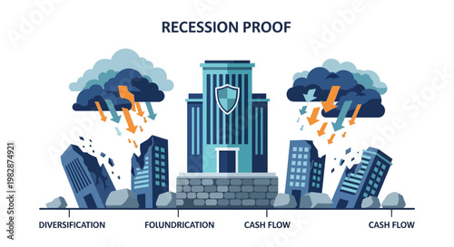 Recession Proof Business Concept Illustrating Resilience and Economic Stability with a Protected Corporate Building During a Financial Crisis