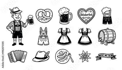 Oktoberfest themed illustrations and icons.
