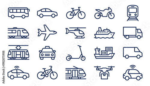 Transportation icons for various modes.