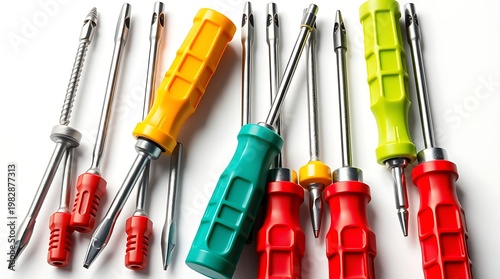 Set of Screwdrivers Isolated on White Background – Flathead and Phillips Tools Collection