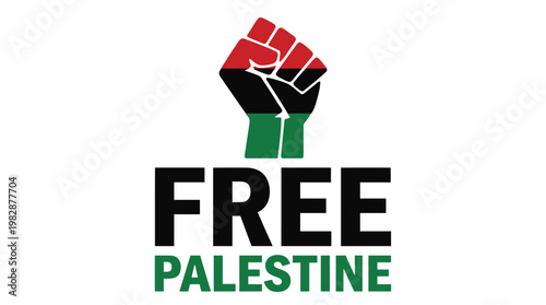 Free Palestine protest logo with raised fist.