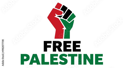 Free Palestine protest sign with raised fist.