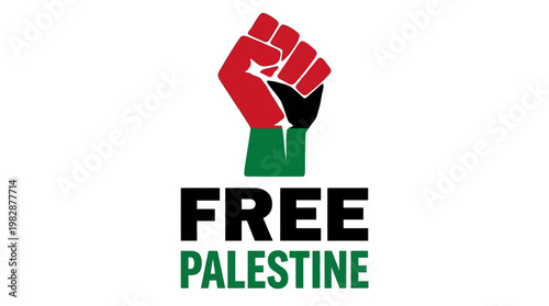 Free Palestine protest symbol with raised fist.