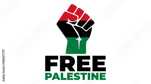 Free Palestine protest symbol with clenched fist.