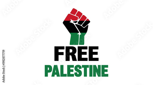 Free Palestine protest sign with raised fist.
