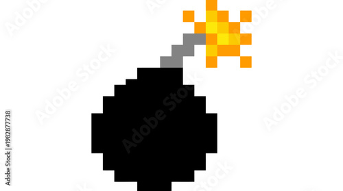 Canvastavla Pixel art bomb with orange explosion.