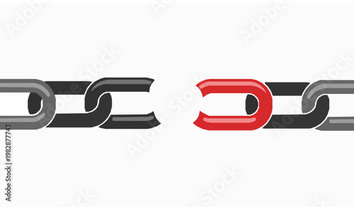 Broken chain link disconnect flat vector concept