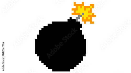 Foto A pixelated image of a bomb exploding.
