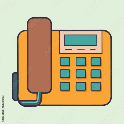 Illustration of an orange and brown retro landline telephone with buttons